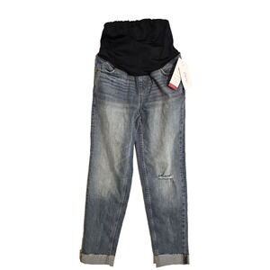 Isabel Maternity cross over panel 90s Straight Jeans comfort stretch cuff Size 0